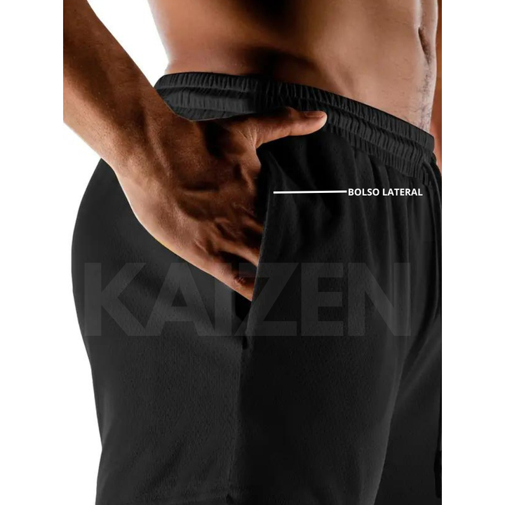 Kit 3 Shorts Masculino 2 em 1 Corrida com Forro de Compressão